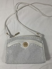 Vintage Whiting  Davis White Mesh Crossbody Purse / Shoulder Bag