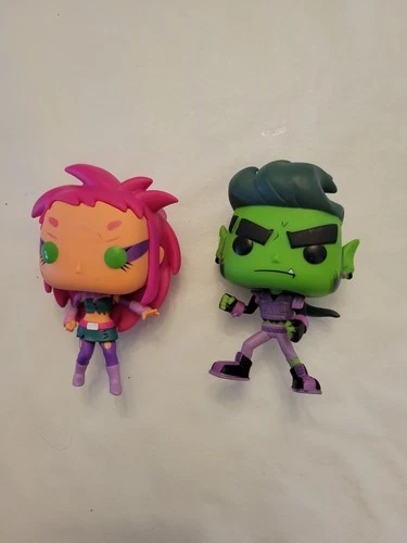 Funko Pop Teen Titans Go! Night Begins to Shine Starfire Beast Boy Lot Figure