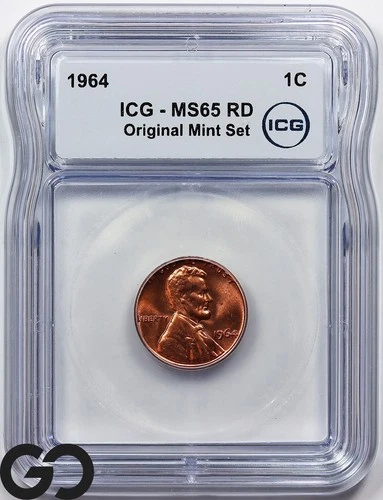 1964 Lincoln Cent Memorial Penny ICG MS 65 RD ** From Original Mint Set!