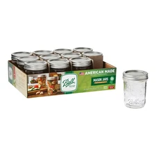 Ball 8 oz Mason Jars Regular Mouth 12pk, Half Pint Canning Jars with Lids