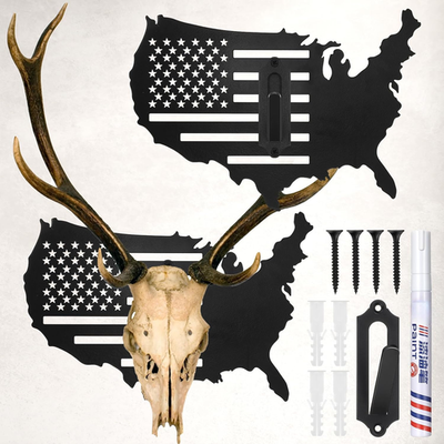 #ad 2 Set Deer Skull Mount Flag Skull Mount Hanger European Deer Plaque Hanger Ki... $32.42