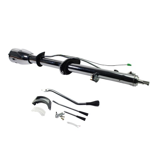 35" Chrome Automatic Universal Tilt Steering Column Shift W/O Key& Wheel Adapter - Picture 4 of 10