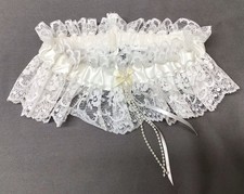 Vintage 1980  s White Lace Bridal Garter