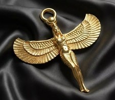Ancient Egyptian Winged Angel Silver : Gothic Guardian Goddess isis Pendant