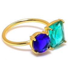 Blue Topaz Gemstone 925 Sterling Silver Jewelry Ring Size Adjustable z700