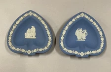 Wedgwood Jasperware Blue Spade Shaped Dish Classical Relief Design Set Of 2
