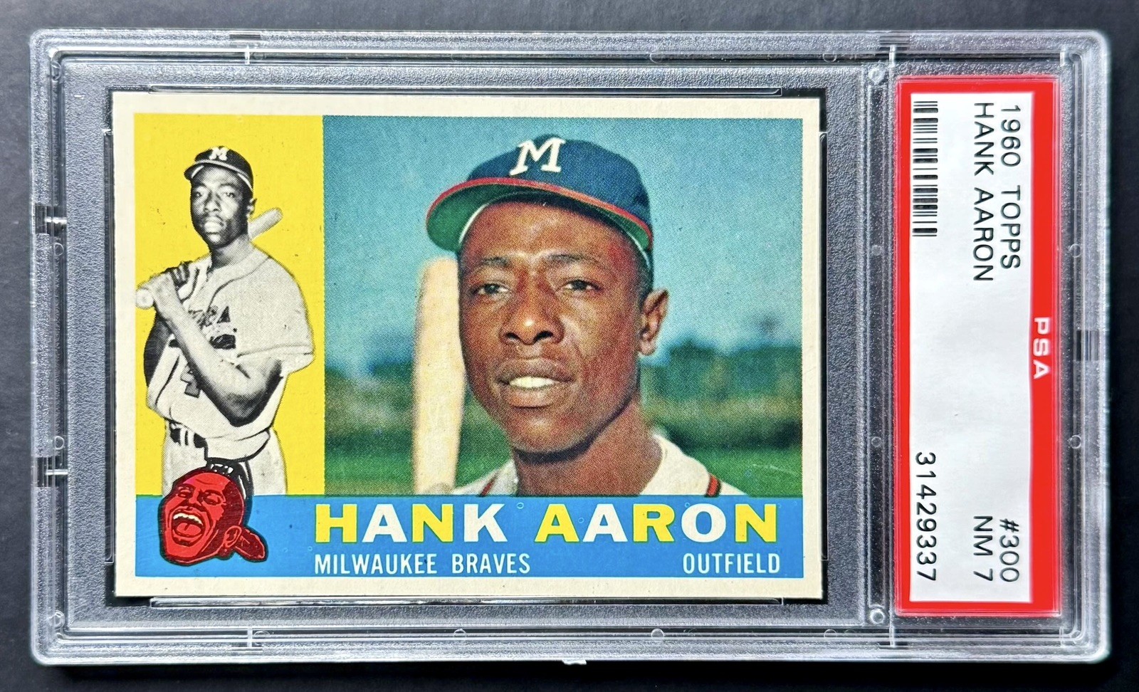 1960 Topps HANK AARON #300 PSA 7 NM Near Mint! WELL CENTERED & GREAT EYE APPEAL!
