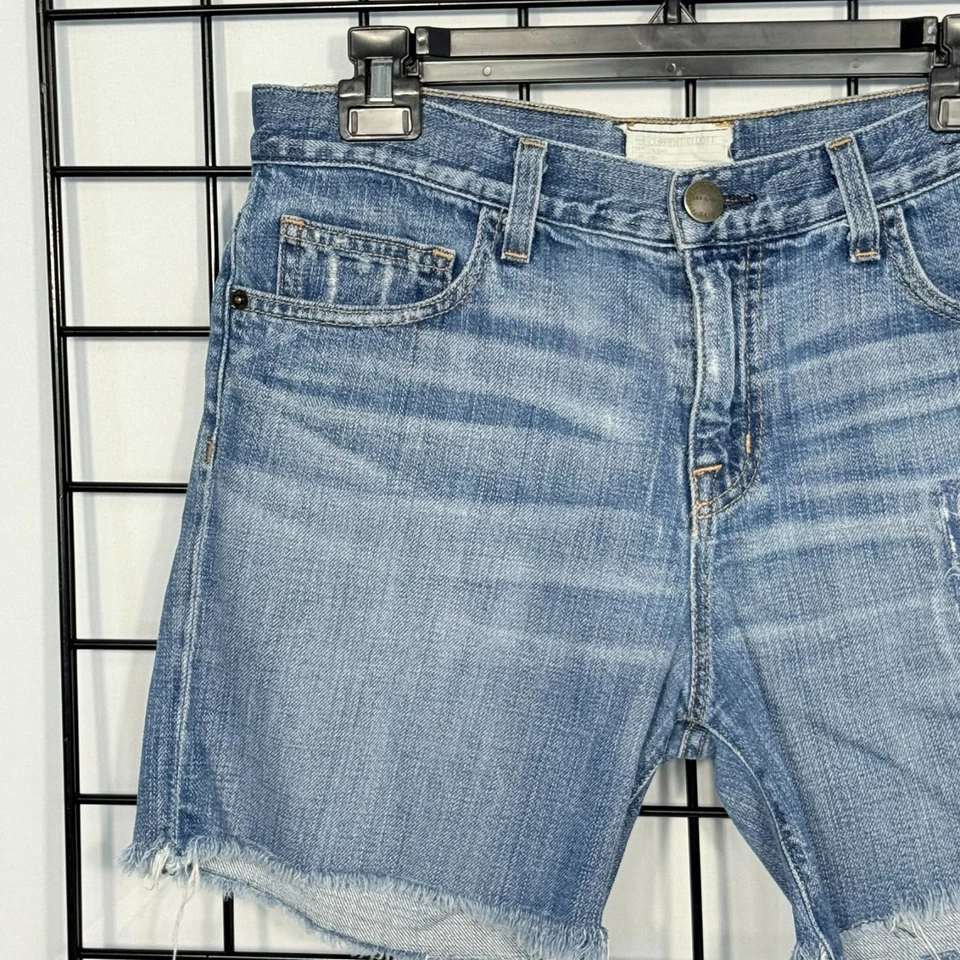 Shorts jeans feminino Current/Elliott corte The Roll 26 azul namorado desgastado - Imagem 3 de 4