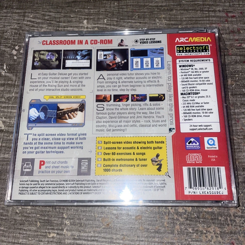 Easy Guitar Deluxe PC WINDOWS / MAC CD-ROM ARC Media New Sealed - Image 2 of 2