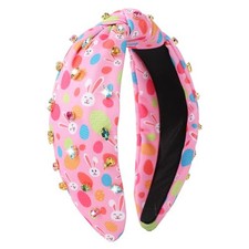 Easter Headband for Women - Rhinestone Knotted Design with Bunny Eggs Hair