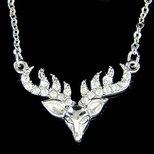 Alce Cuernos Ciervo Hecho con Cristales Swarovski Bull Caza Cuernos Collar - Imagen 1 de 1