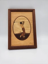 Vin Wooden Hunson River Golfer "Driver" Mosaic Wood Picture 