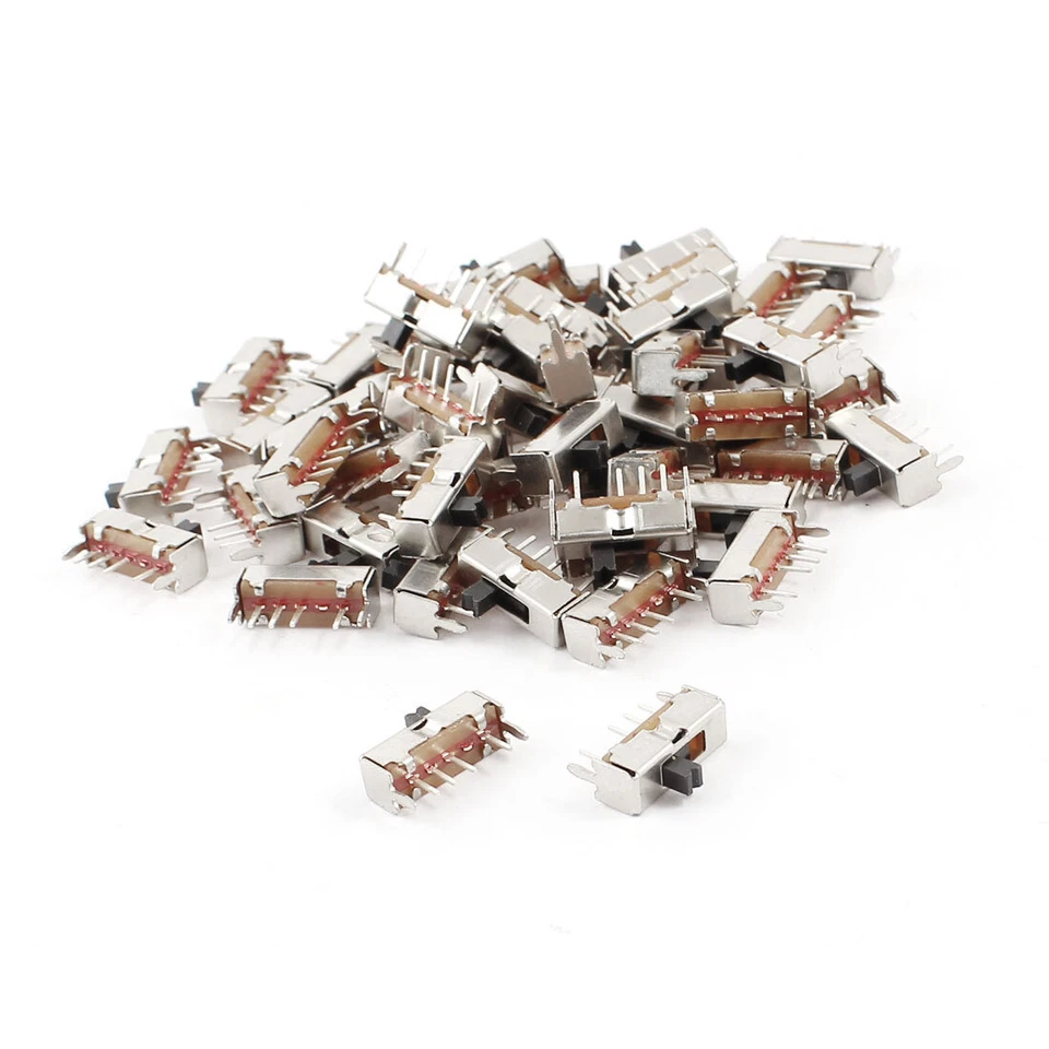 UXCELL 55pcs 3 Position ON/OFF/ON 4-Pin SP3T Mini Panel PCB Mounted Slide Switch