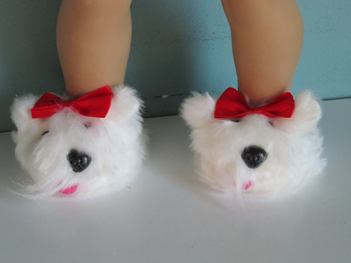 Last Pair CUTE FUZZY WHITE DOG SLIPPERS fits American Girl