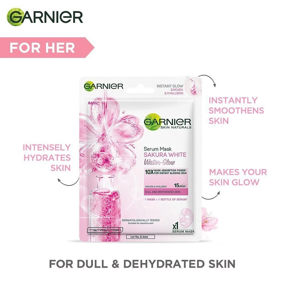 Garnier Face sheet Masks For Men and Women Hydrating Sheet Masks 10pcs AU - Image 3 of 4