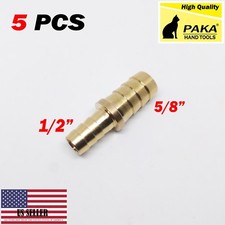 5x 1/2" X 5/8" Hose Barb Mender Union Splicer Brass Pipe Fitting Gas Fuel Water
