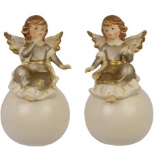 2 figurines anges Noël Noël ange décoration porcelaine 18cm style ancien