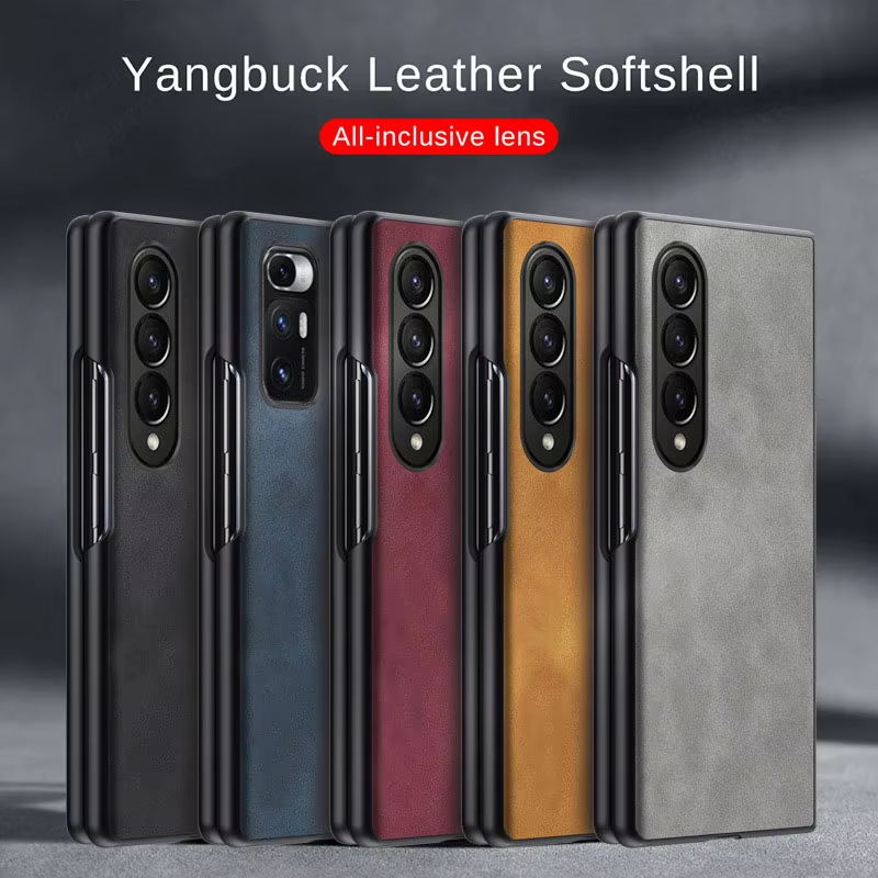 Fashion Solid Color Business Soft Leather Case for Samsung Galaxy Z Fold 3 4 5 6-image