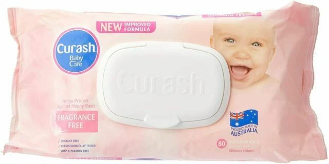 Curash Fragrance Free Baby Wipes - Pack of 80
