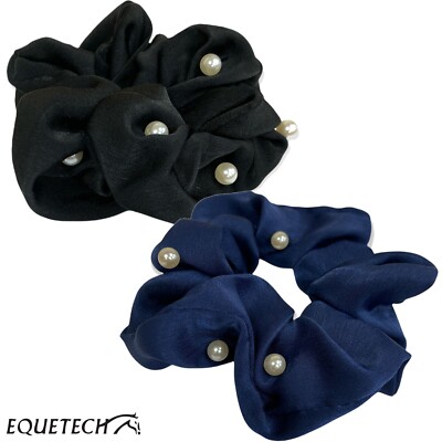 Equetech Satin Pearl Haar Scrunchie Gummizug schwarz oder marine
