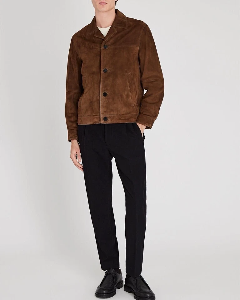 New Club Monaco Capsule Suede Bomber Manteau Jacket Size Medium Brown $768 NWT - Image 2 of 4
