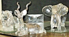 Swarovski crystal "Inspiration Africa"1993-1995, Kudo, Lion, Elephant + SCS swan