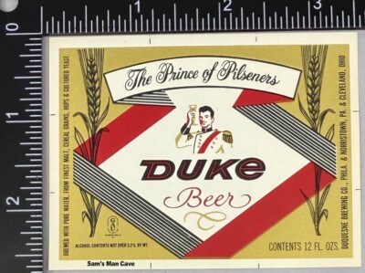 Duke The Prince of Pilseners Beer Label | eBay
