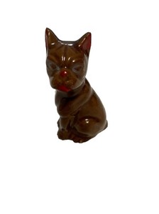 Vintage Redware Boxer Bulldog Figurine Sitting 3.125" Tall