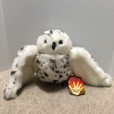 Folkmanis Snowy Owl Hand Puppet with Rotating Head -Hang Tag
