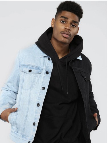 Fashion Nova Men Two Tone Denim Jacket 