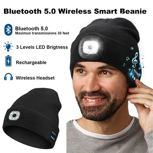 Winter warme drahtlose Bluetooth Beanie Mütze Kappe Headset Kopfhörer Lautsprecher mit Mikrofon _ USA - Bild 20 von 20