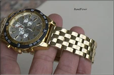 24mm Strait End Solid HEAVY Gold Butterfly Stainless Steel watch band Bracelet