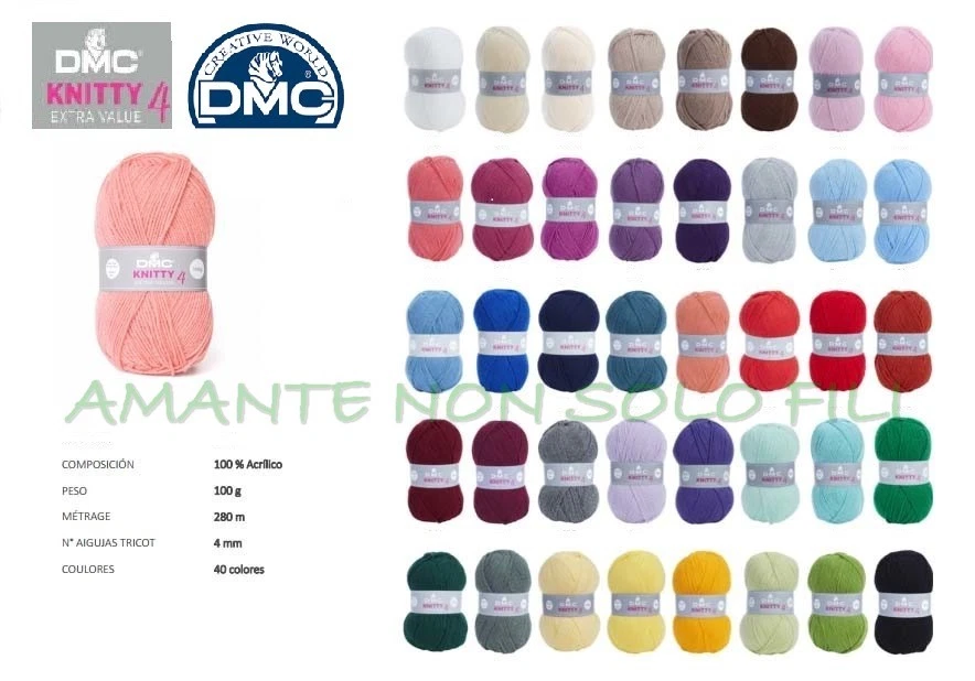 Gomitolo lana da 100 gr. art. DMC KNITTY 4 super morbida baby vari colori