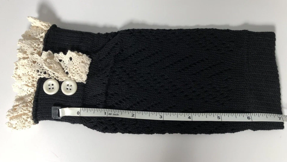 Women's Crochet Lace Trim Cotton Boot Topper Cuffs Set of Two Pairs Grey & Black - Image 3 of 4
