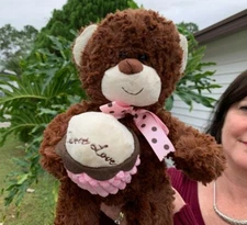 VERY RARE Hugfun Teddy Bear Pink Cupcake Sweet Love 15" Plush Stuffed Animal Toy