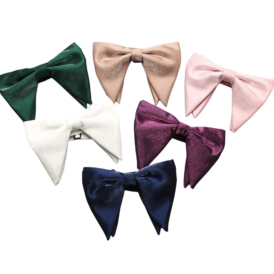 Pajarita ancha ajustable preatada grande brillante de doble capa para hombre LE23091 Foto 2 de 4