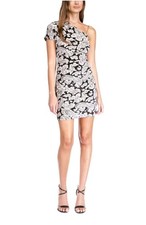 MICHAEL KORS Womens Black Unlined Chain Short Sleeve Mini Sheath Dress Size XL 