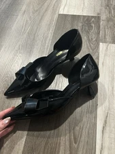 Women's Black Pump 2.75 Inch Kitten Heel Shoe Size 8 Ladies Pointed Toe Womans