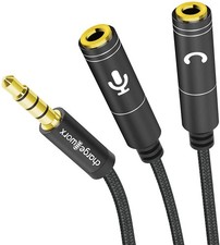 3.5mm Mic and Headphone Jack Splitter, Y-Splitter Adapter with High-Fidelity ...