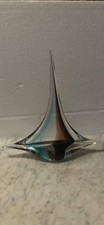Gorgeous Vintage Hand-Blown Swedish Glass FM Marcolin Sailboat c1980's