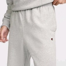 Champion Mens Powerblend Fleece Joggers Light Gray Sweatpants Embroidered C Logo