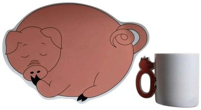 KAHLA Kinder Porzellan Essgruppe (Teller & Tasse) - Schwein - Made In Germany