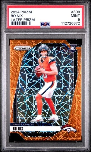 2024 Panini Prizm - Bo Nix #309 Lazer Prizm (RC) PSA 9