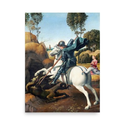 Raphael Raffaello Sanzio Saint George Dragon Christian Art Print