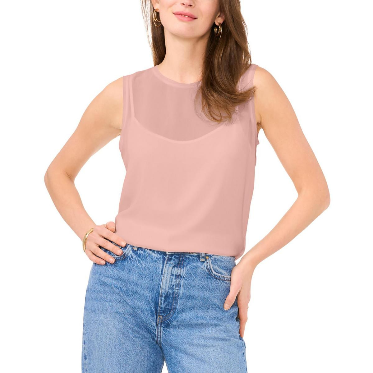 Женская розовая шифоновая рубашка на бретелях без рукавов Vince Camuto M BHFO 4754