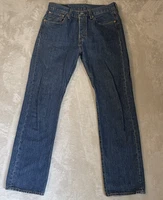 Levis 501 Original Men’s Medium Dark Wash Straight Fit Jeans 32X32 Button Fly