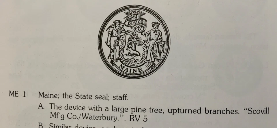 РЕДКОЕ СОСТОЯНИЕ МЕЙН ГЕРБ ПОЗОЛОЧЕННЫЙ ПАЛЬТО КНОПКА 23 мм 1879-90 ALBERT ME 1 RV:5 - Изображение 3 из 4