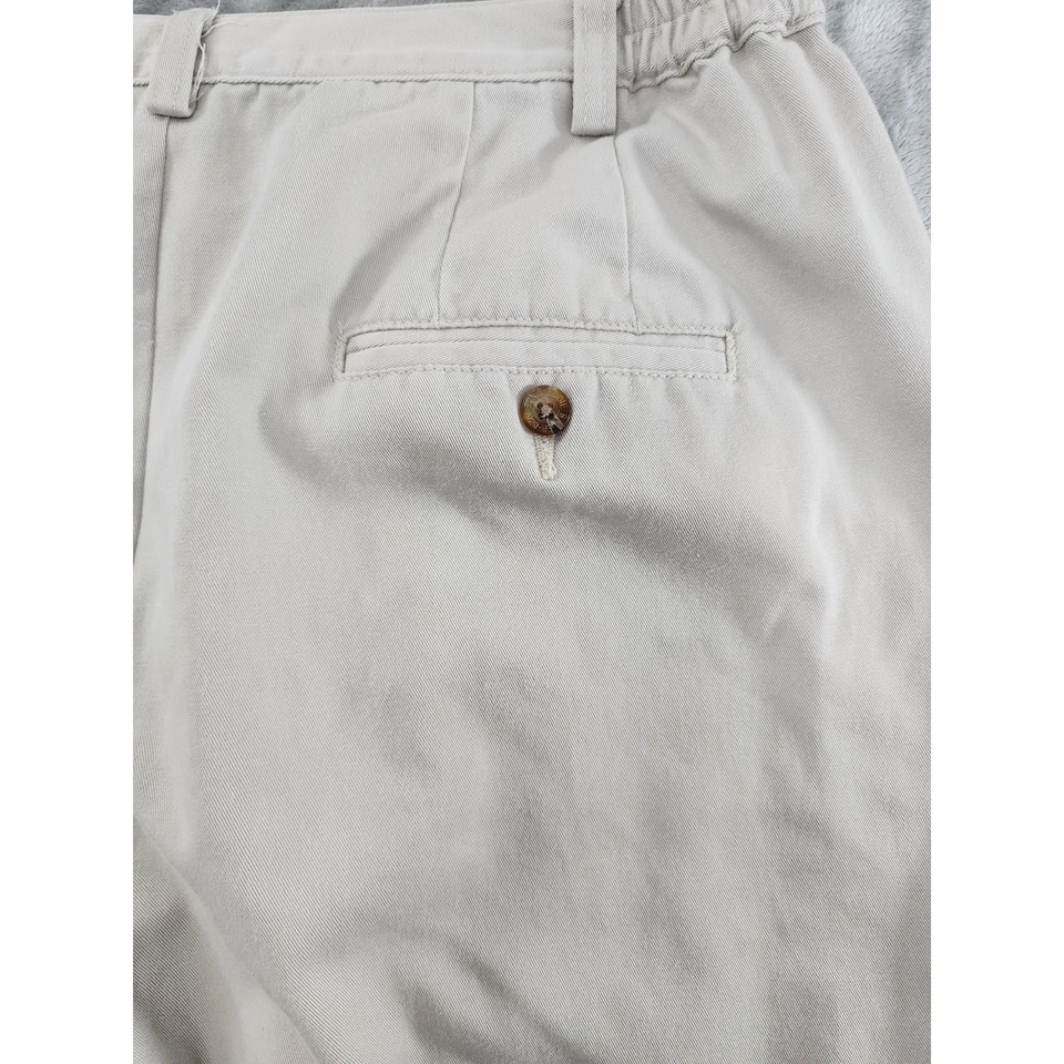 Pantalones chinos plisados de tiro alto Eddie Bauer vintage años 90 talla 14 algodón caqui tostado Foto 4 de 4