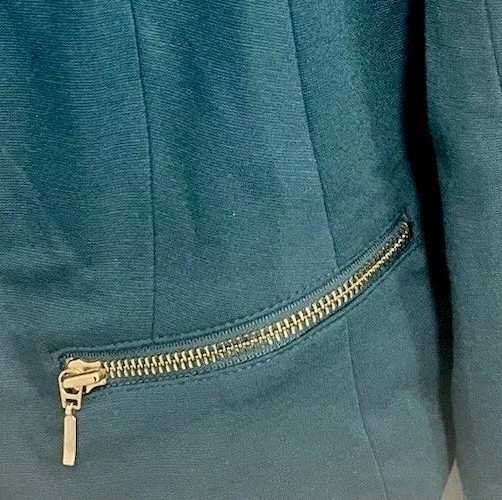 Chico's Blazer Jacket  Solid Green Open Front Lin… - image 5