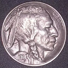 1914-S BUFFALO NICKEL 5C , AU/MS FULL BRAIDS, FULL HORN , SPLIT TAIL
